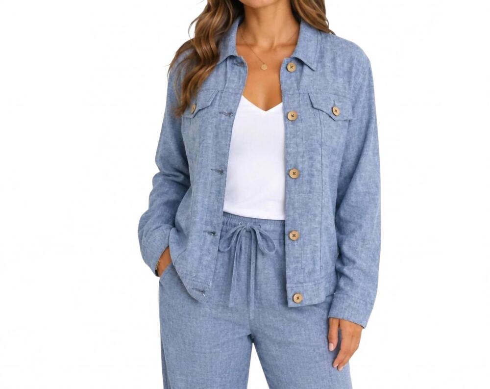 NEW DASH DENIM linen jean style jacket in indigo chambray